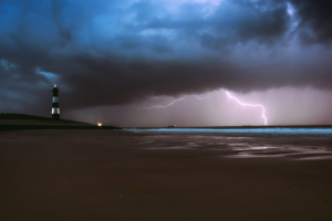 lighthouse lightning sea ocean beach weather 5k 1540133548