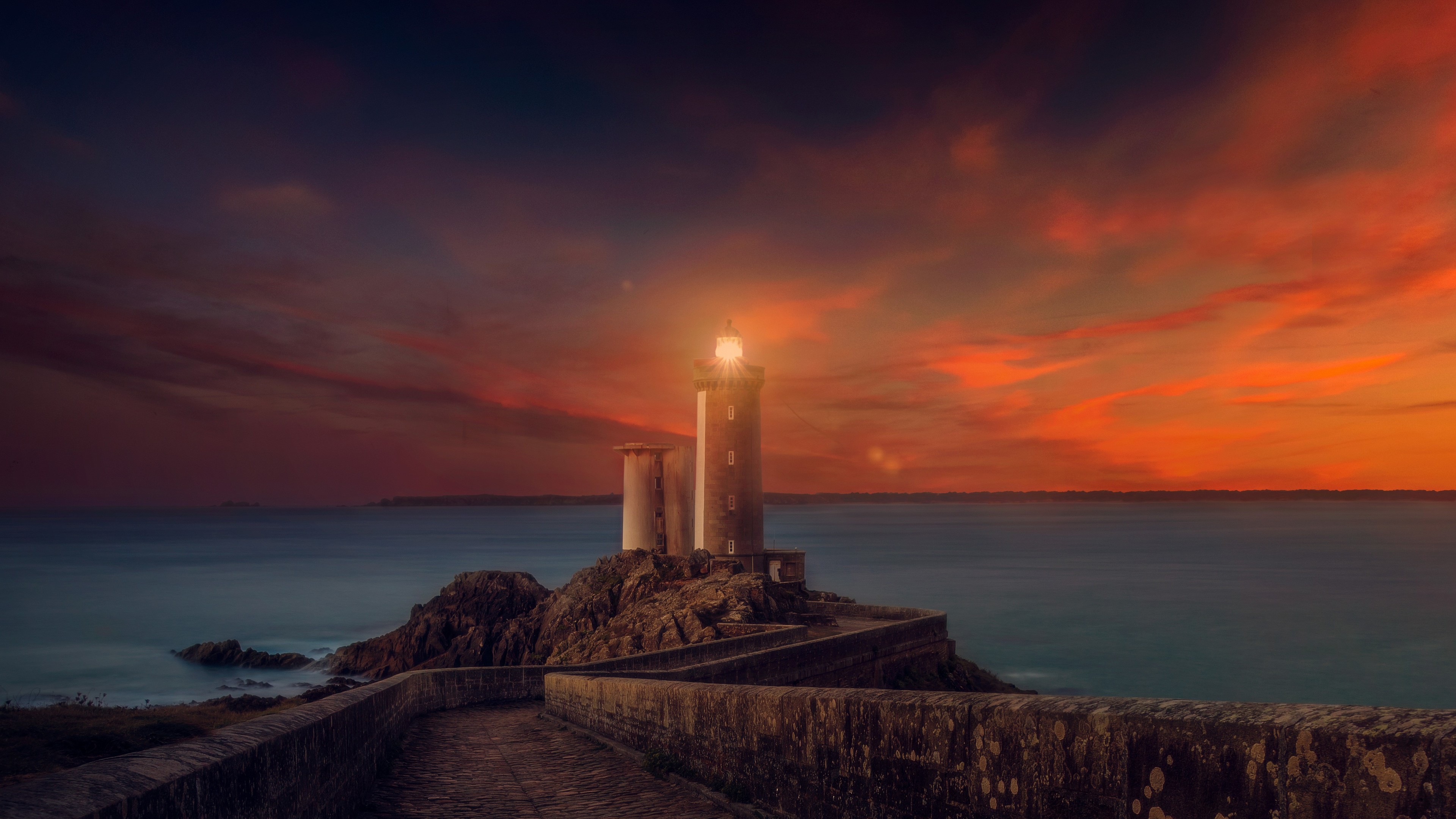 lighthouse sunset scene 4k 1540132441