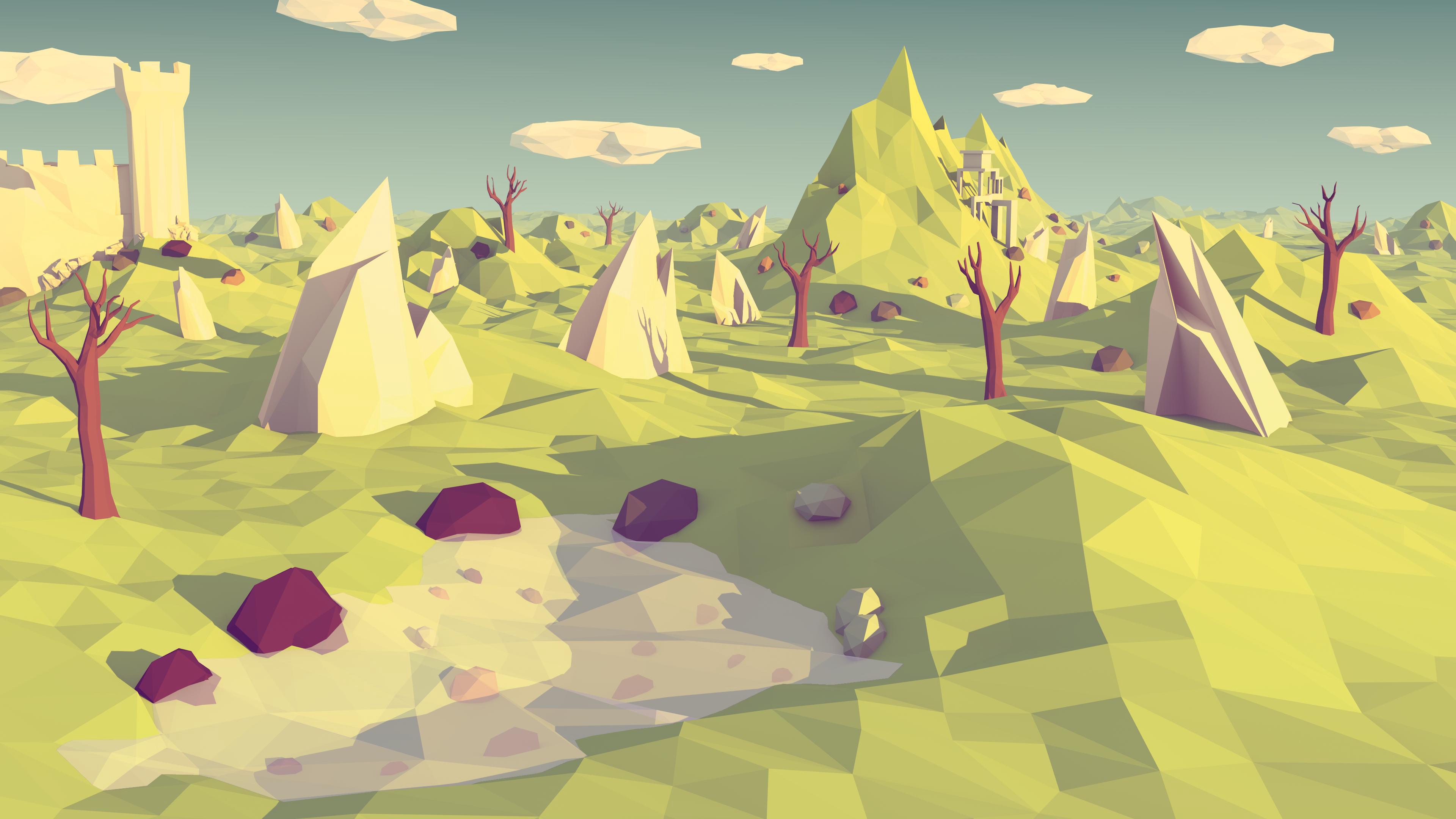 low poly polygon landscape abstraction 4k 1539370569