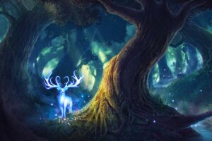 magic forest fantasy deer 4k 1540751503