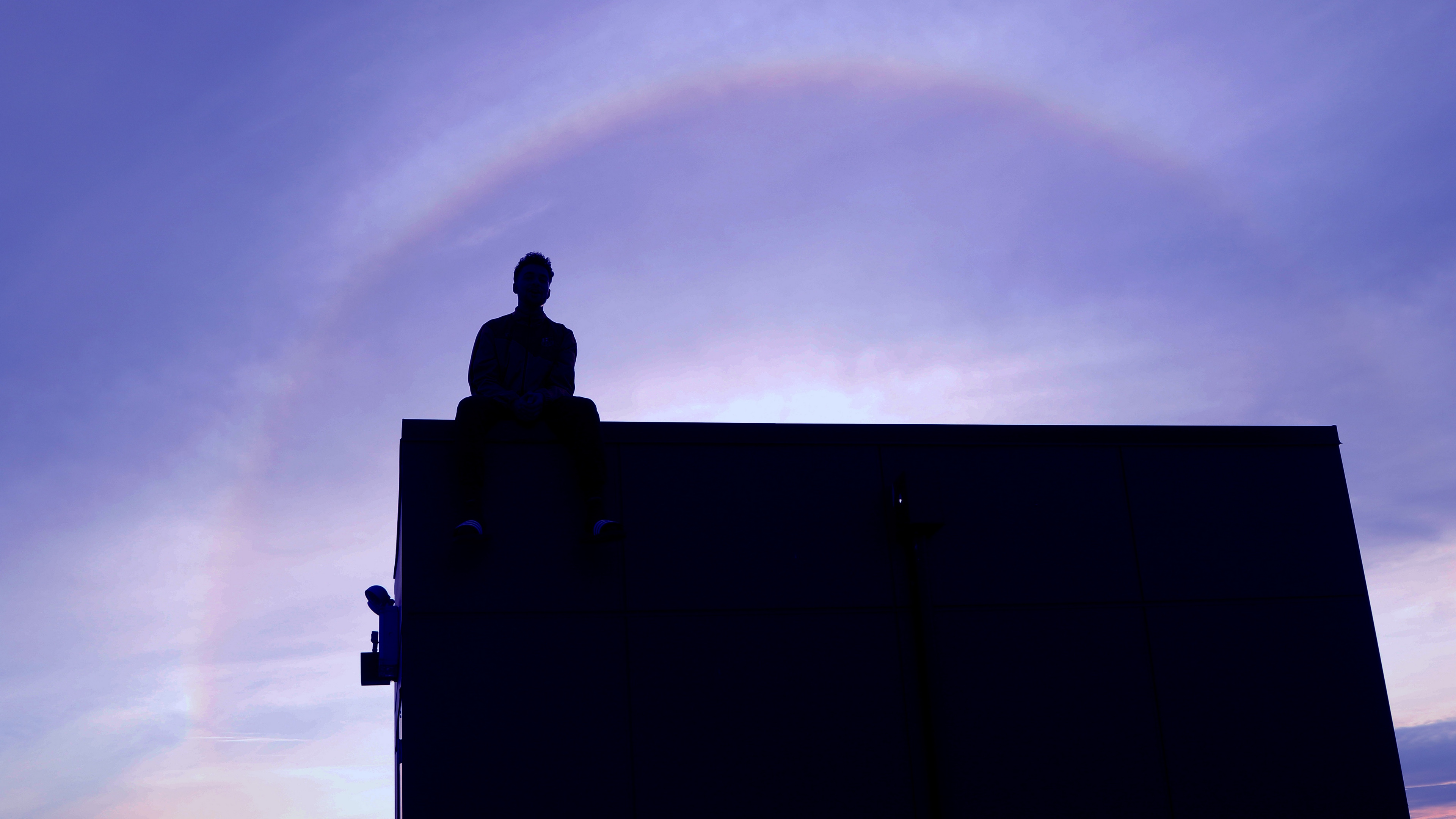 man silhouette roof night sky 4k 1540576306