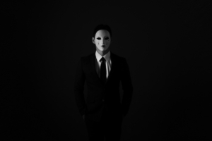 mask anonymous bw tie suit jacket shirt 4k 1540575602