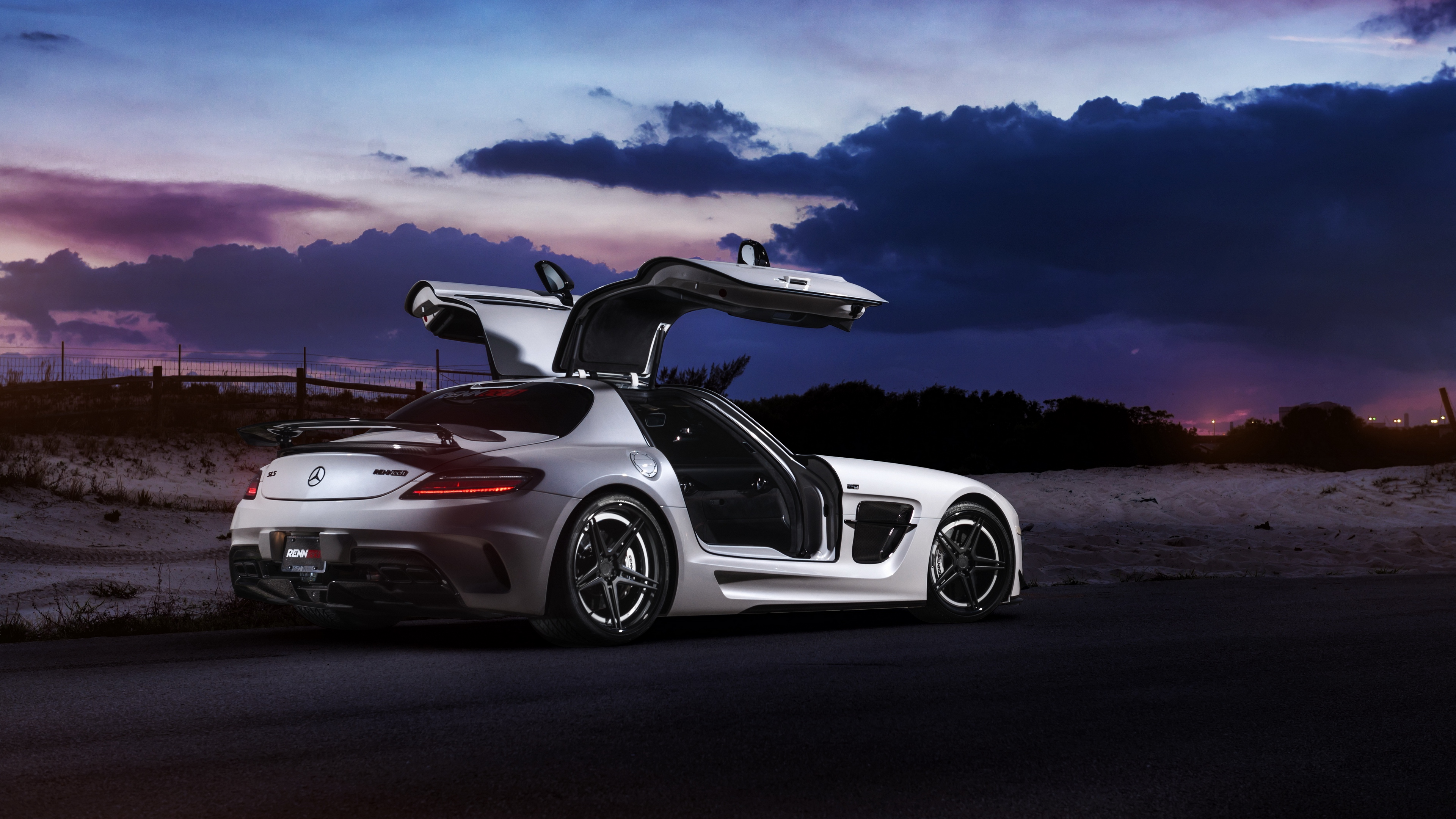 mercedes sls black series renntech night nature tuning 4k 1538935075