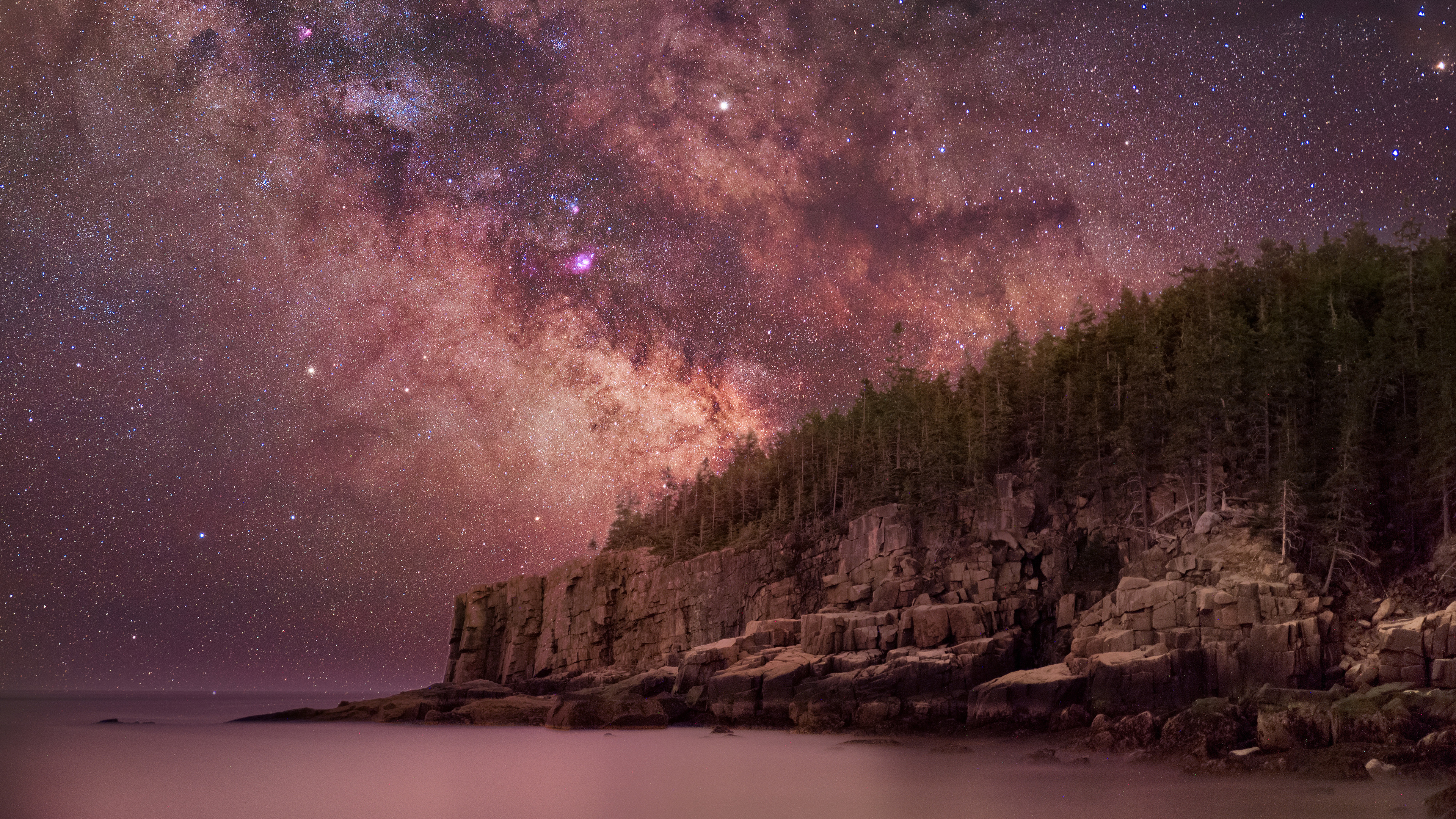 milky way over otter cliffs 4k 1540133988