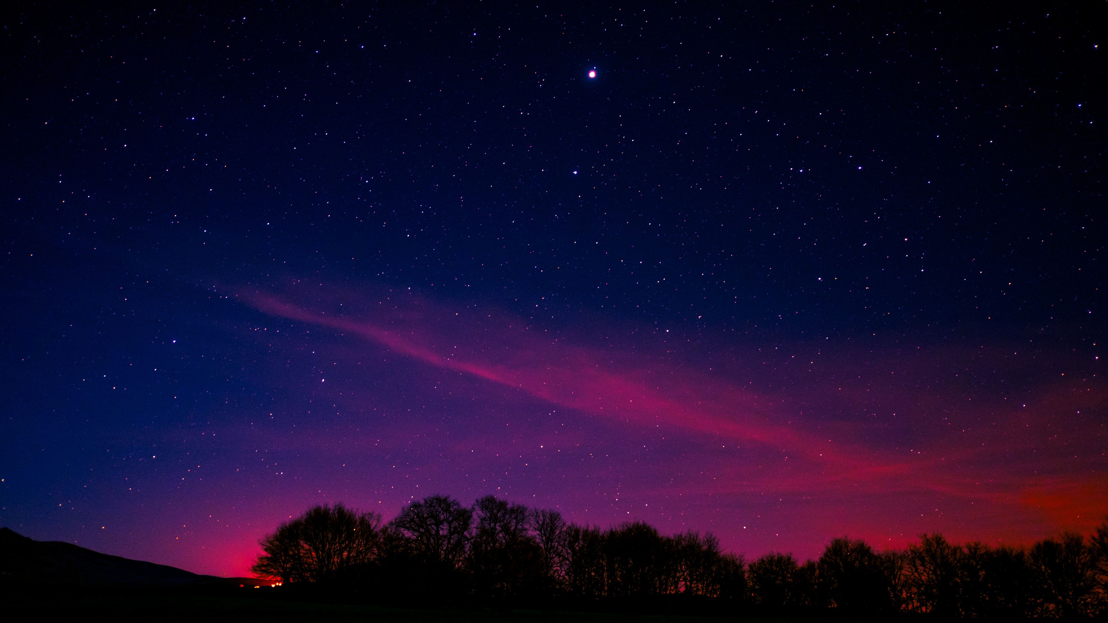 minimal night pink aurora long exposure 5k 1540142970