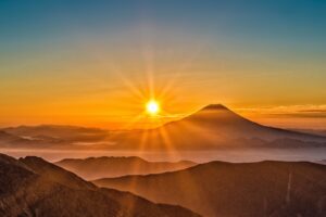 mount fuji morning sun rising 4k 1540134420