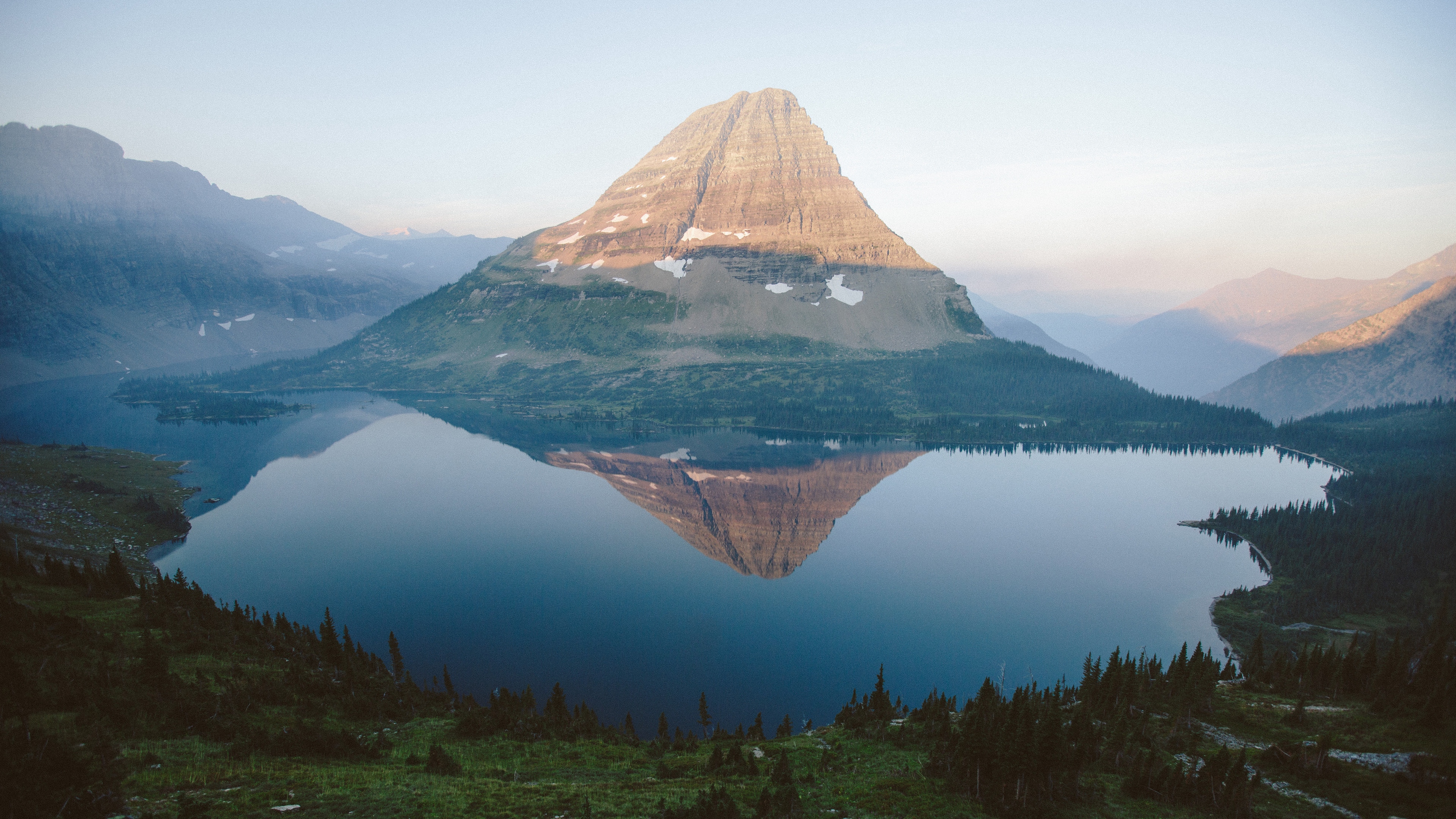 mountain lake reflection top 4k 1540145840