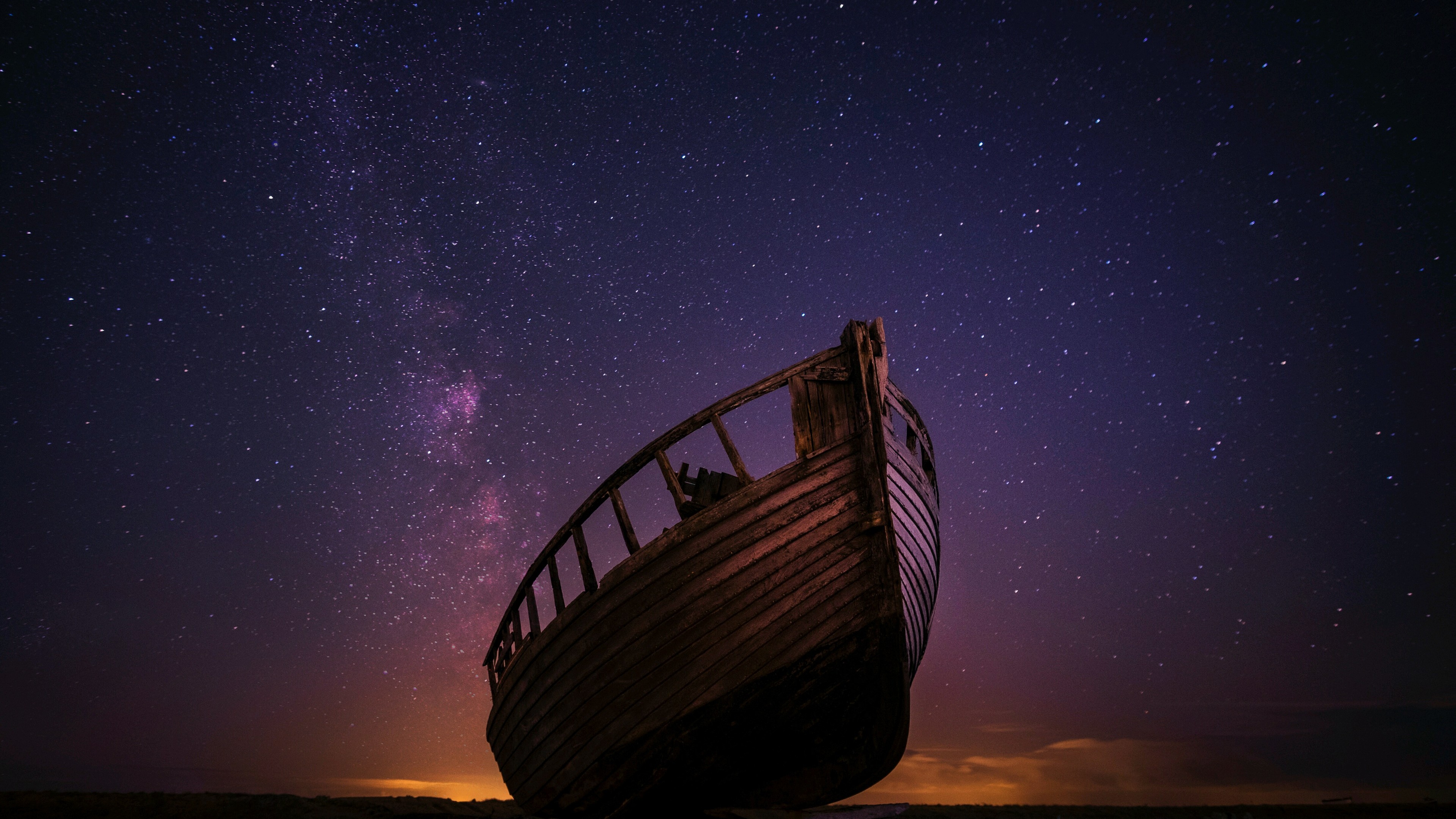 Wallpaper 4k Night Boat Sky Stars 4k 4k Wallpapers 5k Wallpapers