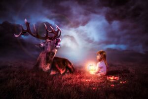 night sky deer fantasy 4k 1540750239