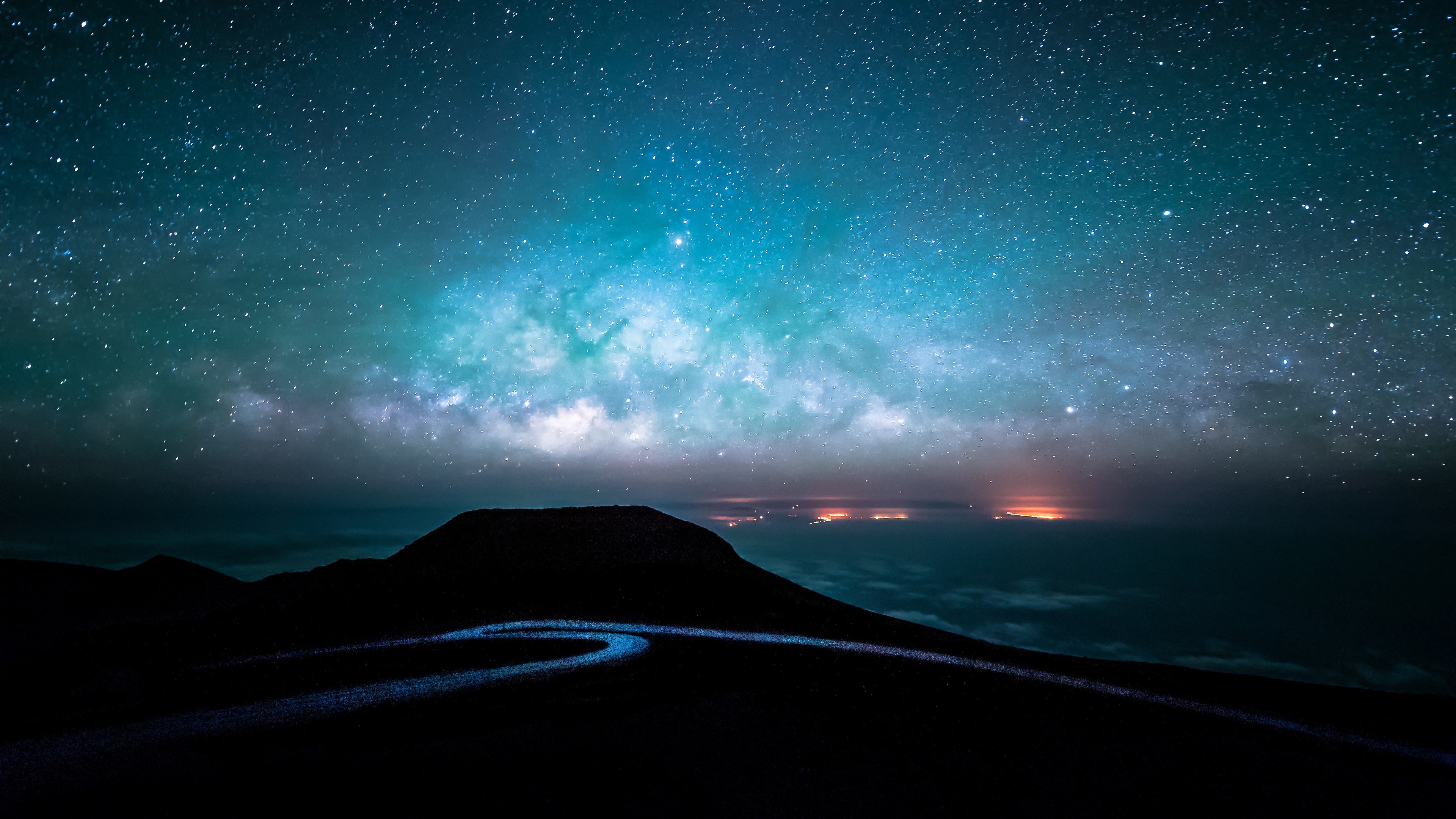 Wallpaper 4k Night Stars Sky Landscape Road Path 4k 4k Wallpapers