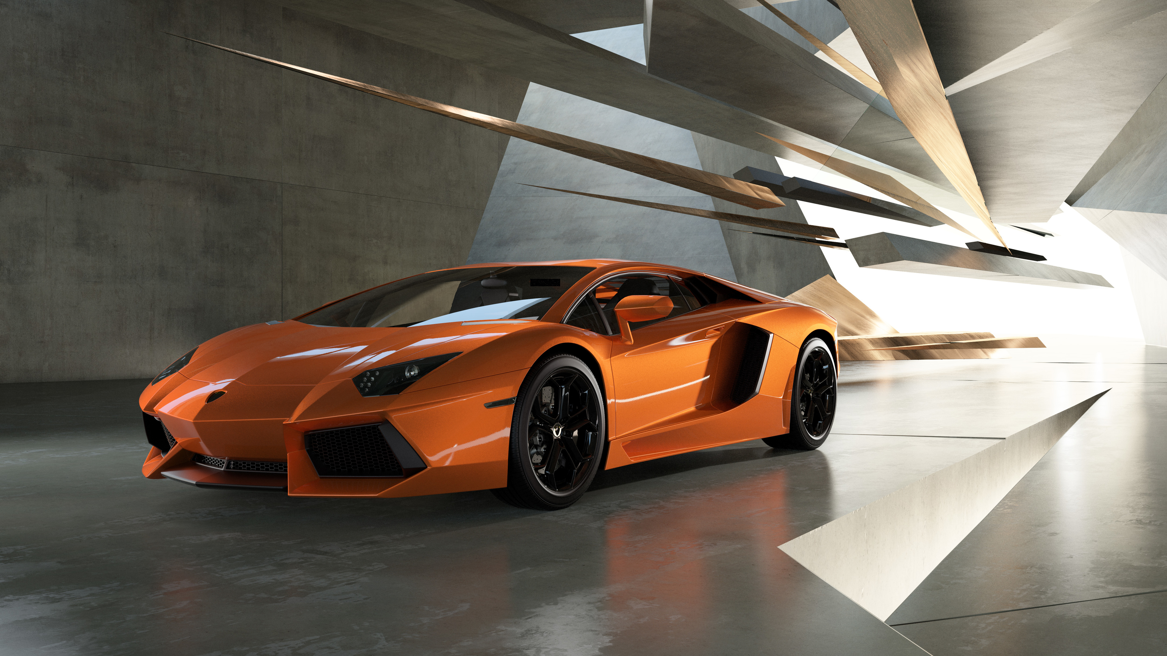 Lamborghini Aventador Orange Wallpaper Hd