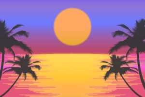 palm trees sun vector artwork 4k 1540750318