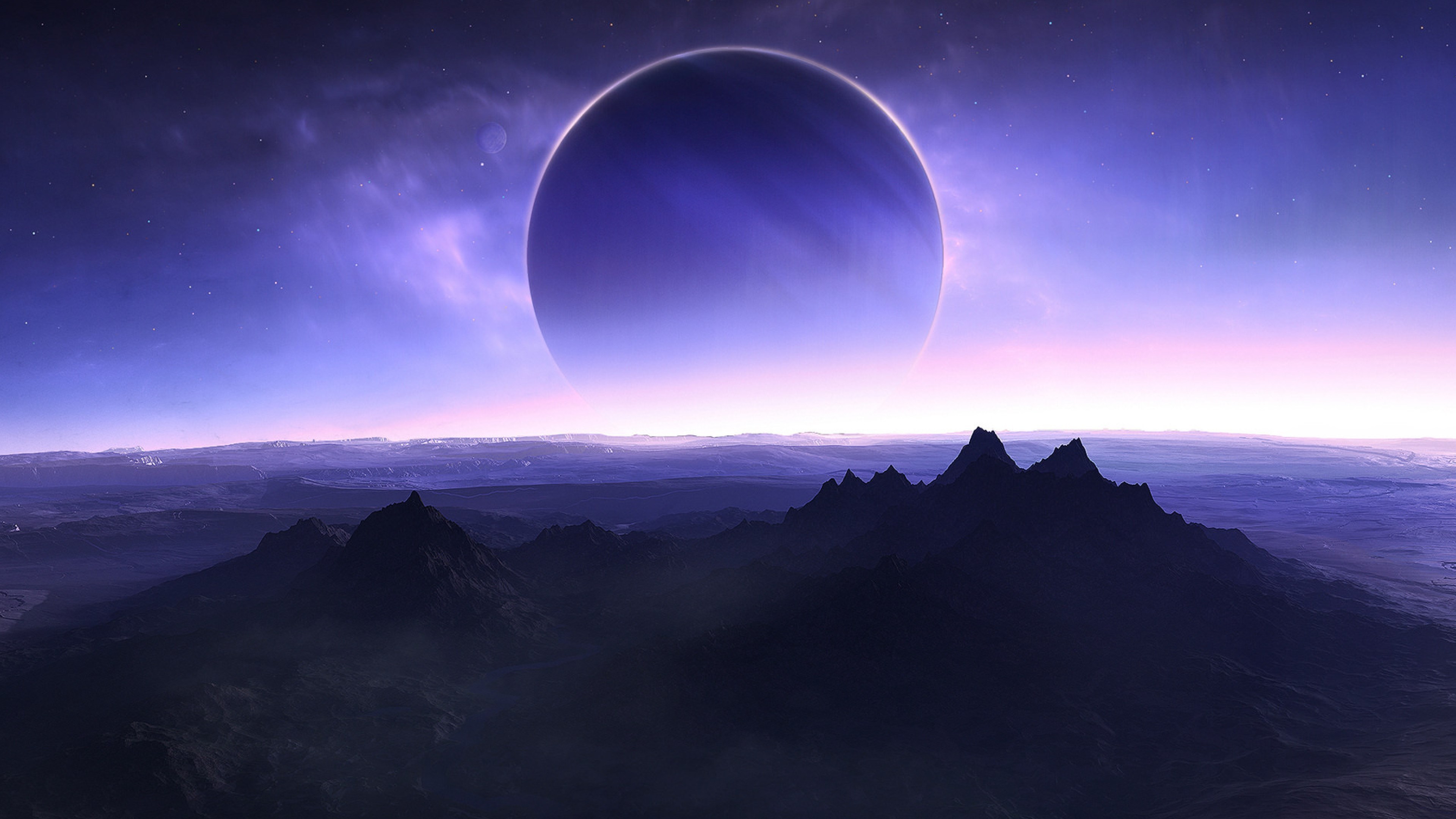 planets mountains sea sky artwork 4k 1540750018