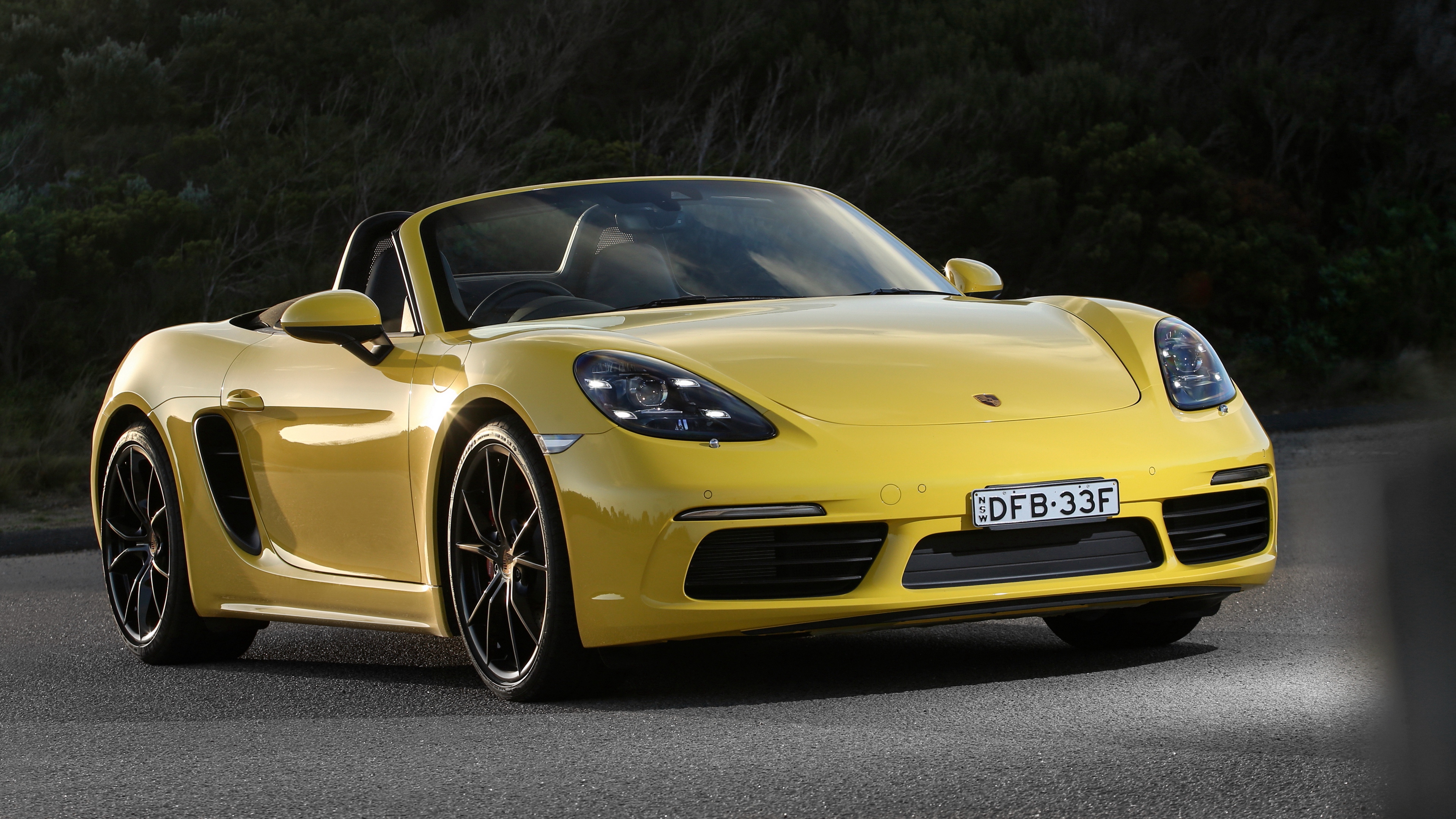 porsche 718 boxster convertible yellow 4k 1538935065