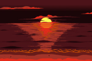 red dark pixel art sunset 4k 1540755598