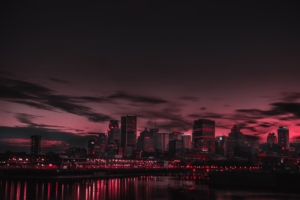 red night panorama buildings lights red sky 4k 1540133815