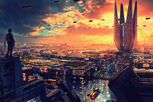 science fiction cityscape futuristic city digital art 4k 1540755072