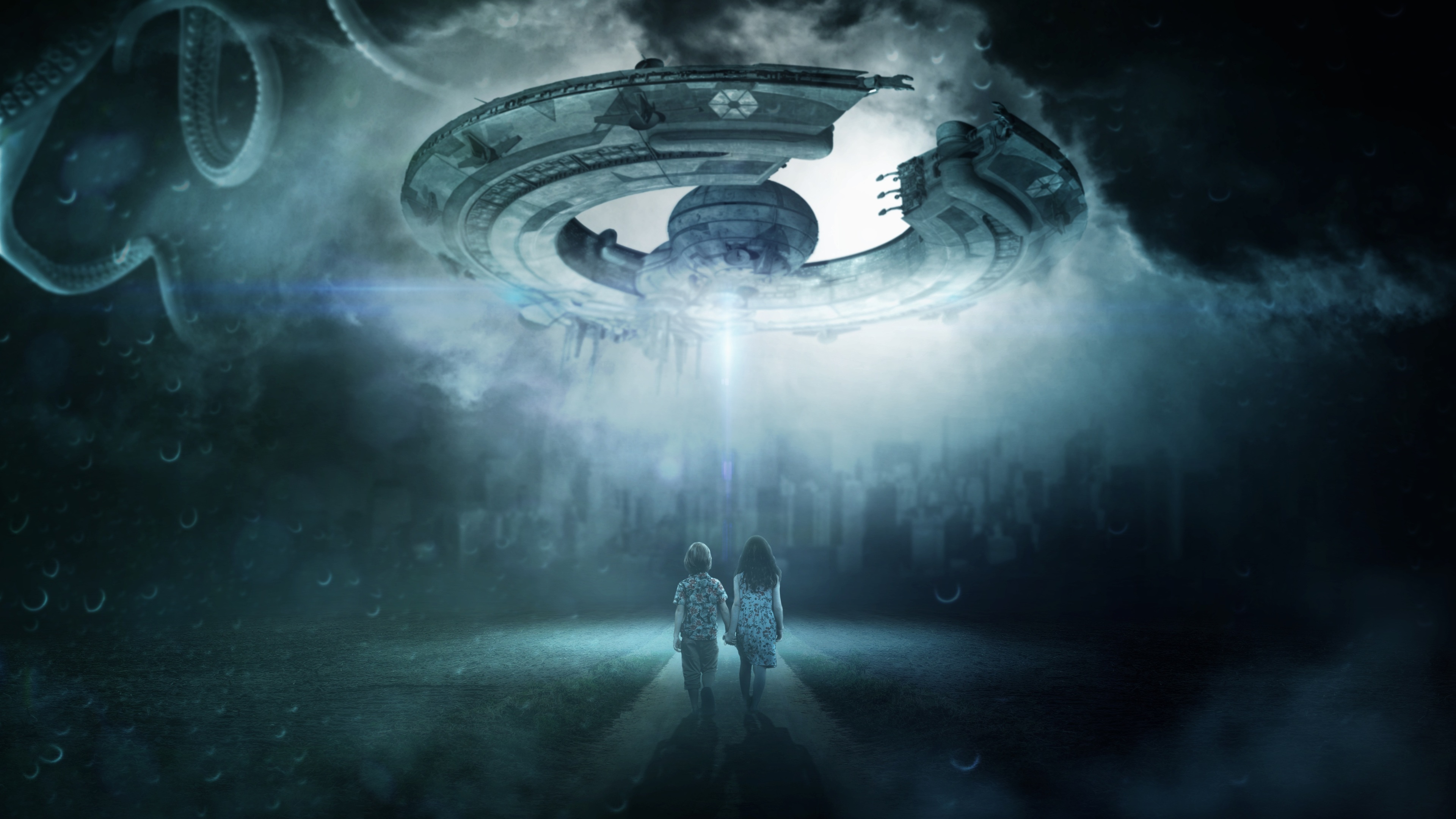 Wallpaper 4k Scifi Ufo Boy Girl Child Spaceship 4k Wallpapers 5k