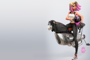 short hair girl on vehicle artwork 4k 1540750012