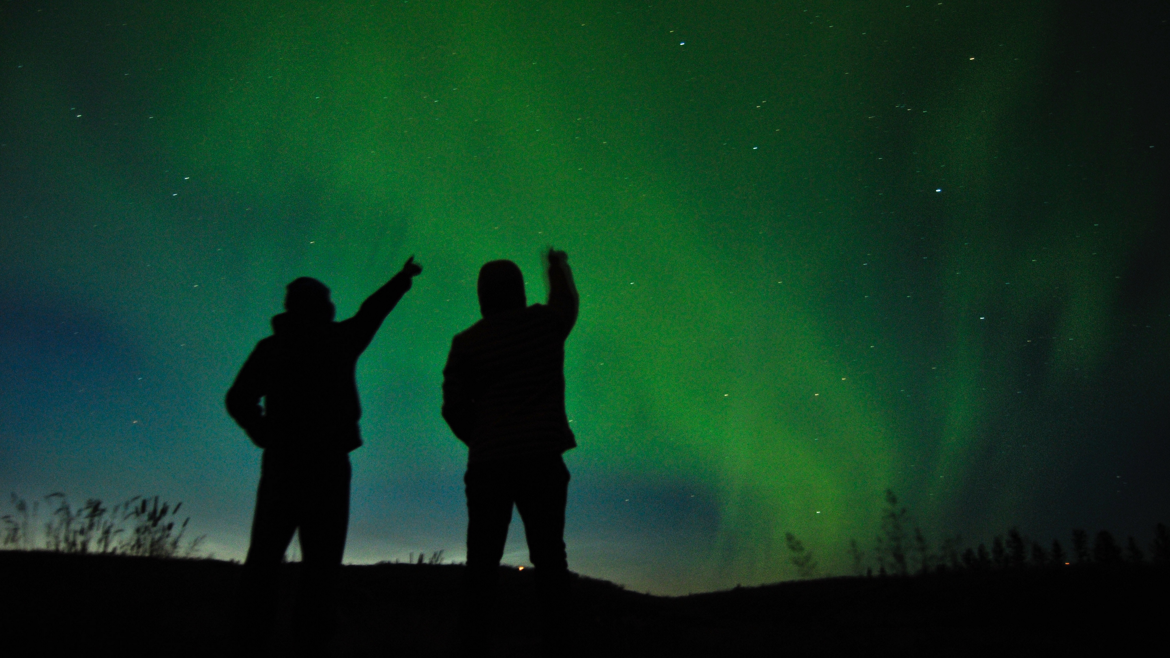 silhouettes starry sky night 4k 1540574446