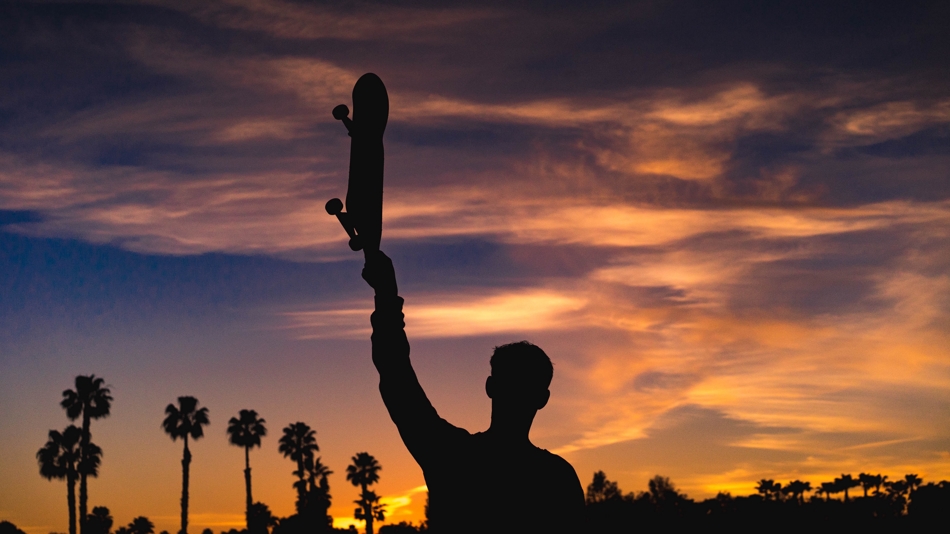 skateboard silhouette night 4k 1540061037