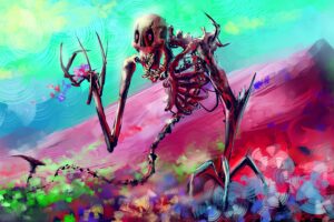 skelton skull colorful digital art 4k 1540751618