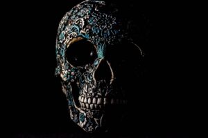 skull dark patterns bones 4k 1540576409