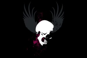 skull grunge wings dark 4k 1540754526