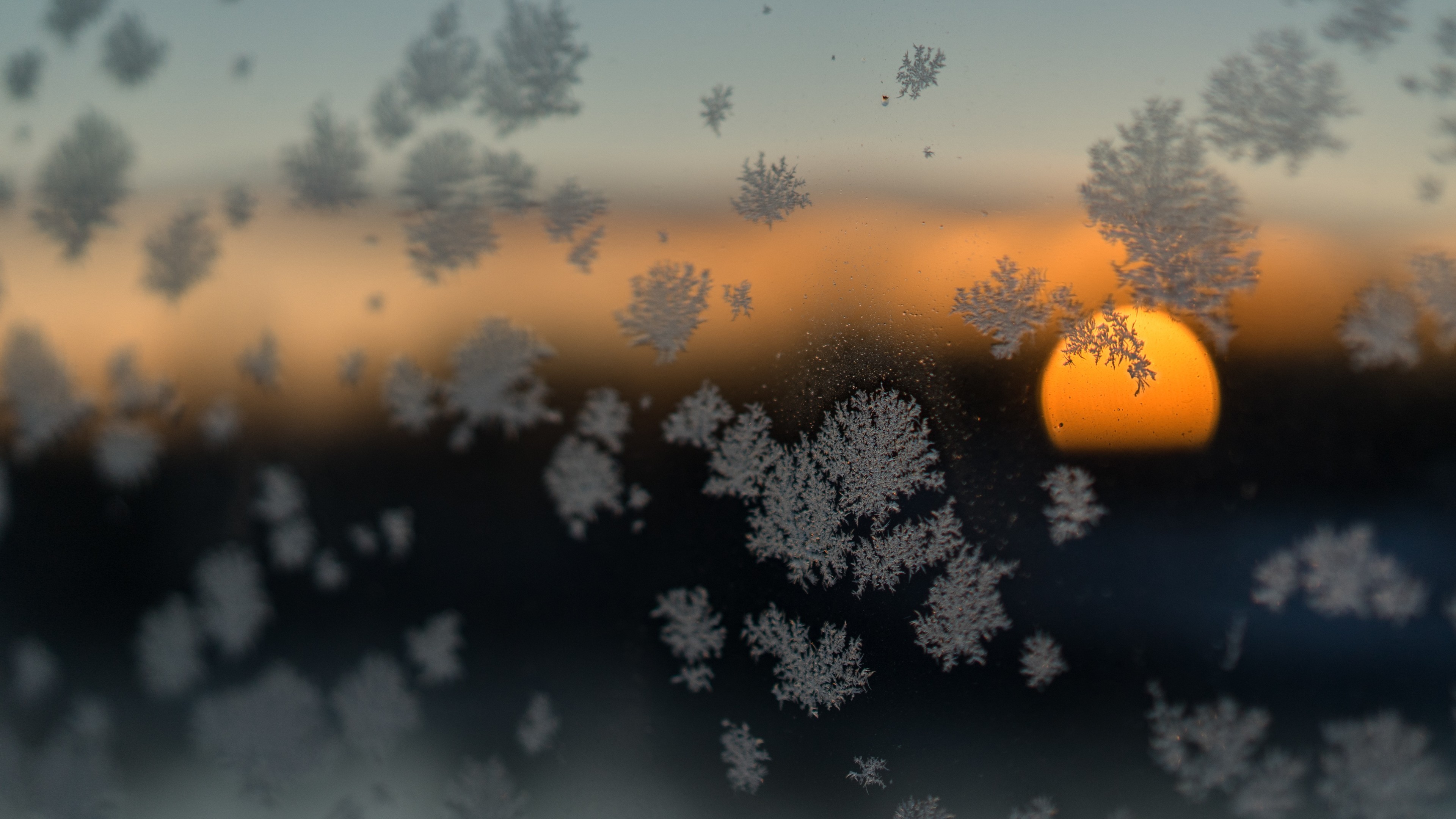 snow flakes sun blurred frost winter 4k 1540140135