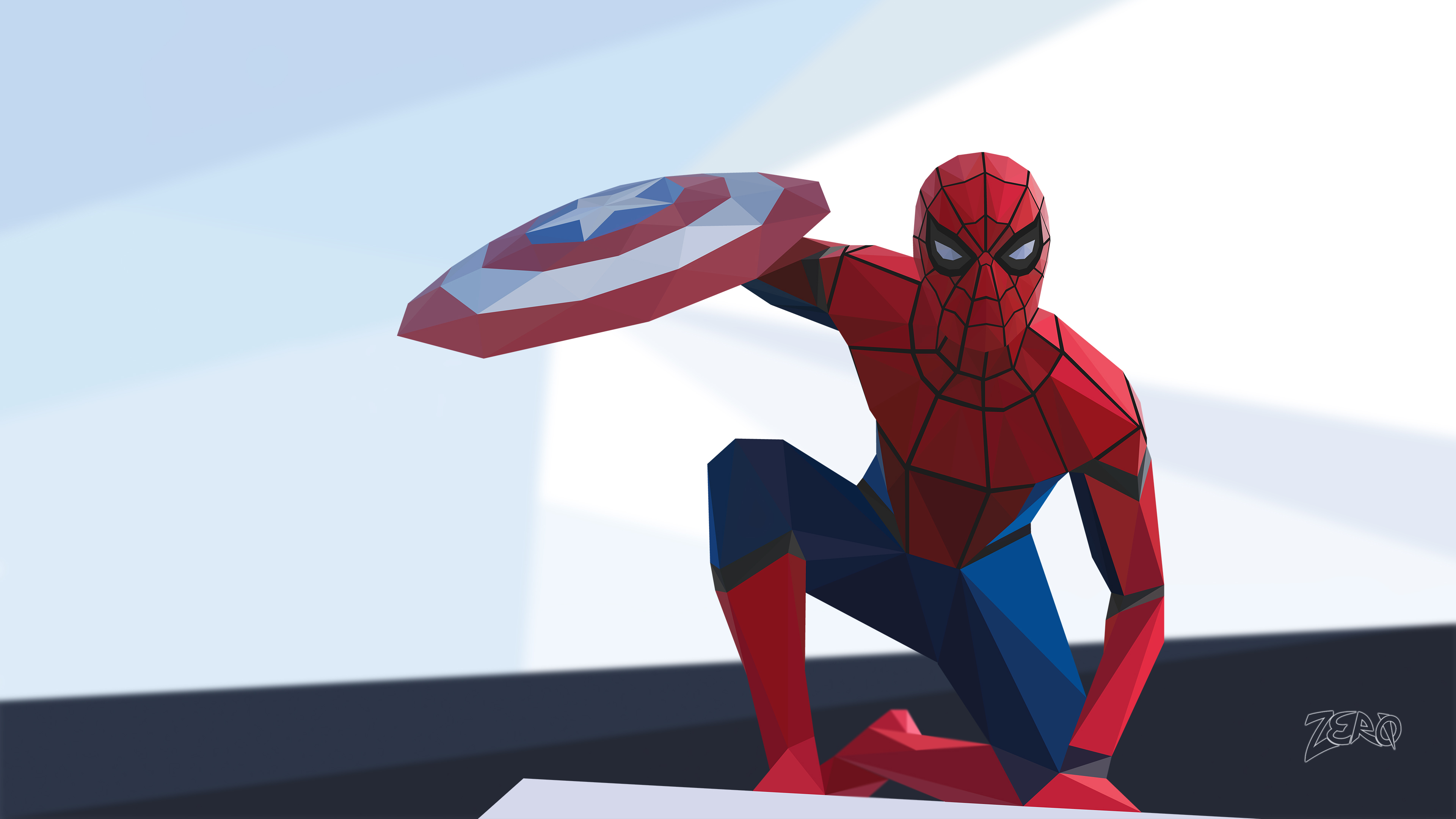 spiderman civil war low poly 4k 1539978584