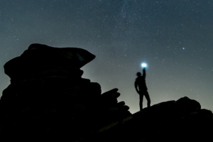 starry sky silhouette spectral rocks 4k 1540574887