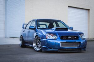 subaru impreza wrx sti blue garage 4k 1538937688