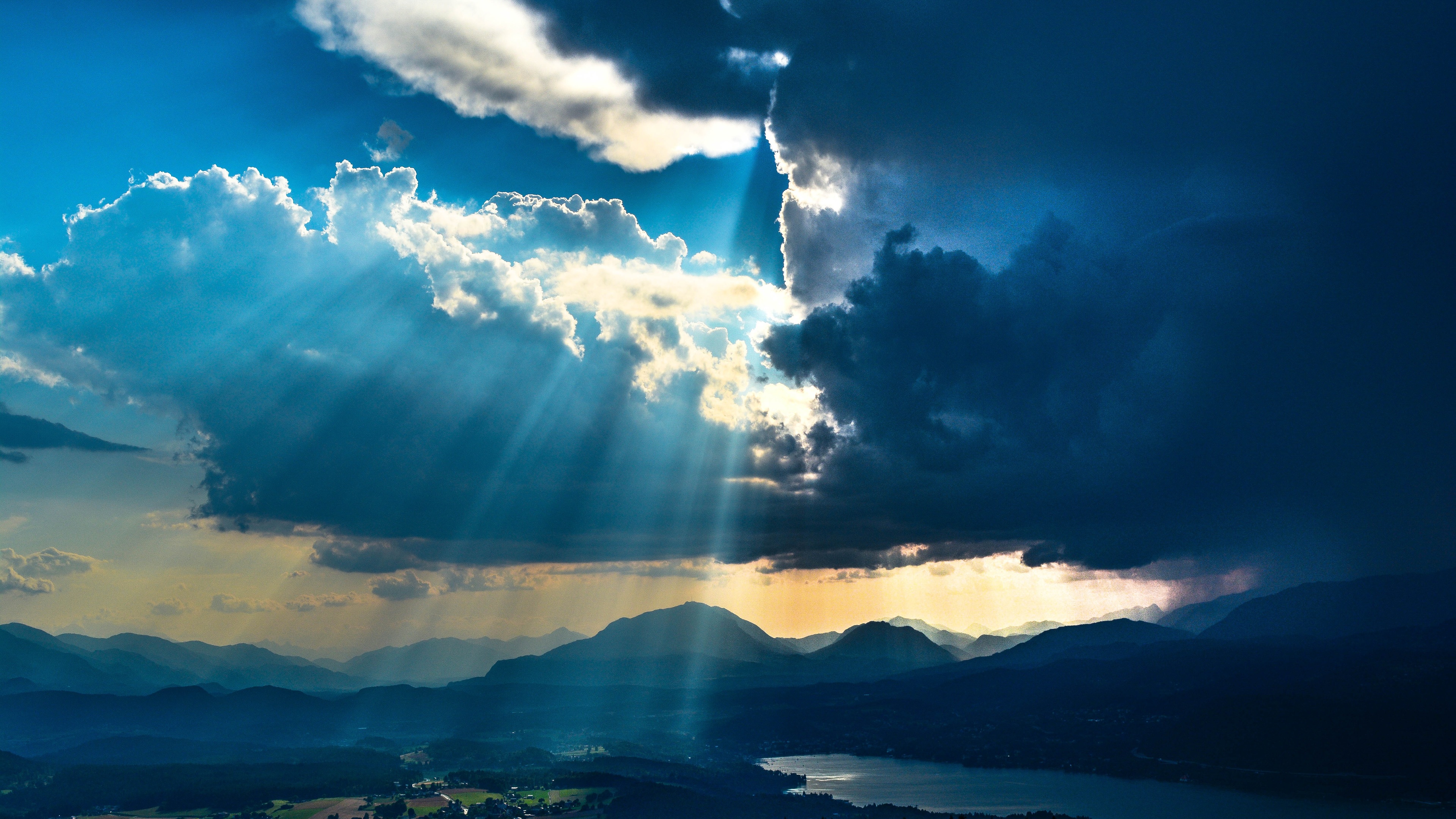 sunbeams from sky landscape mountains 4k 1540137267