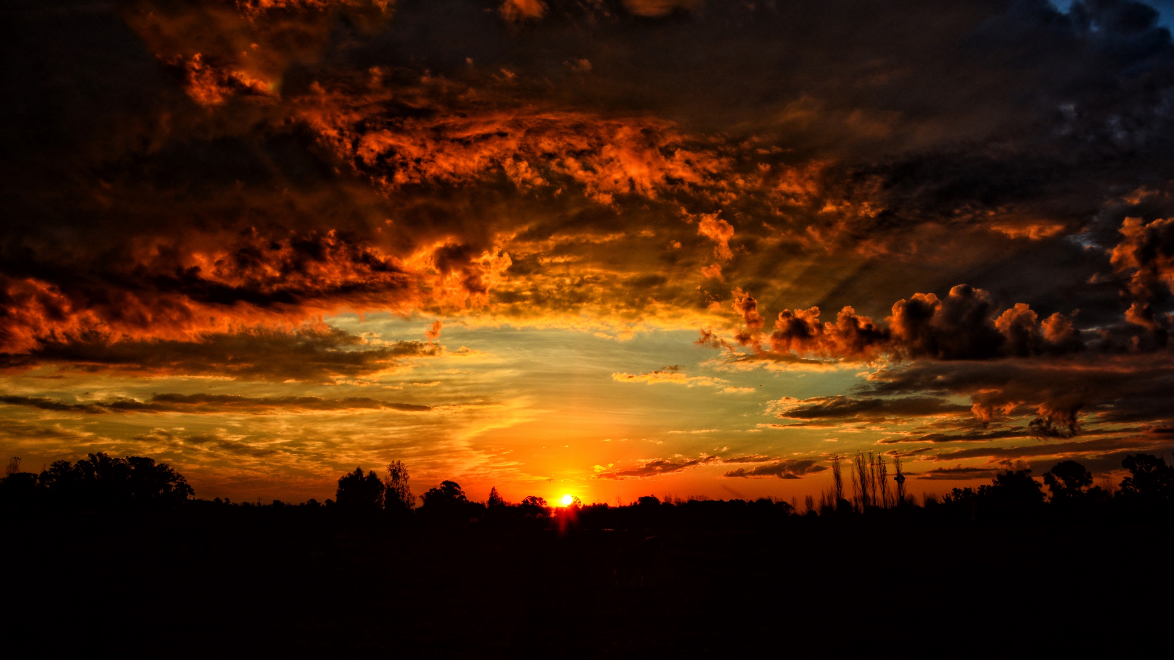 sunset, clouds, orange sky 4k Wallpaper 4K