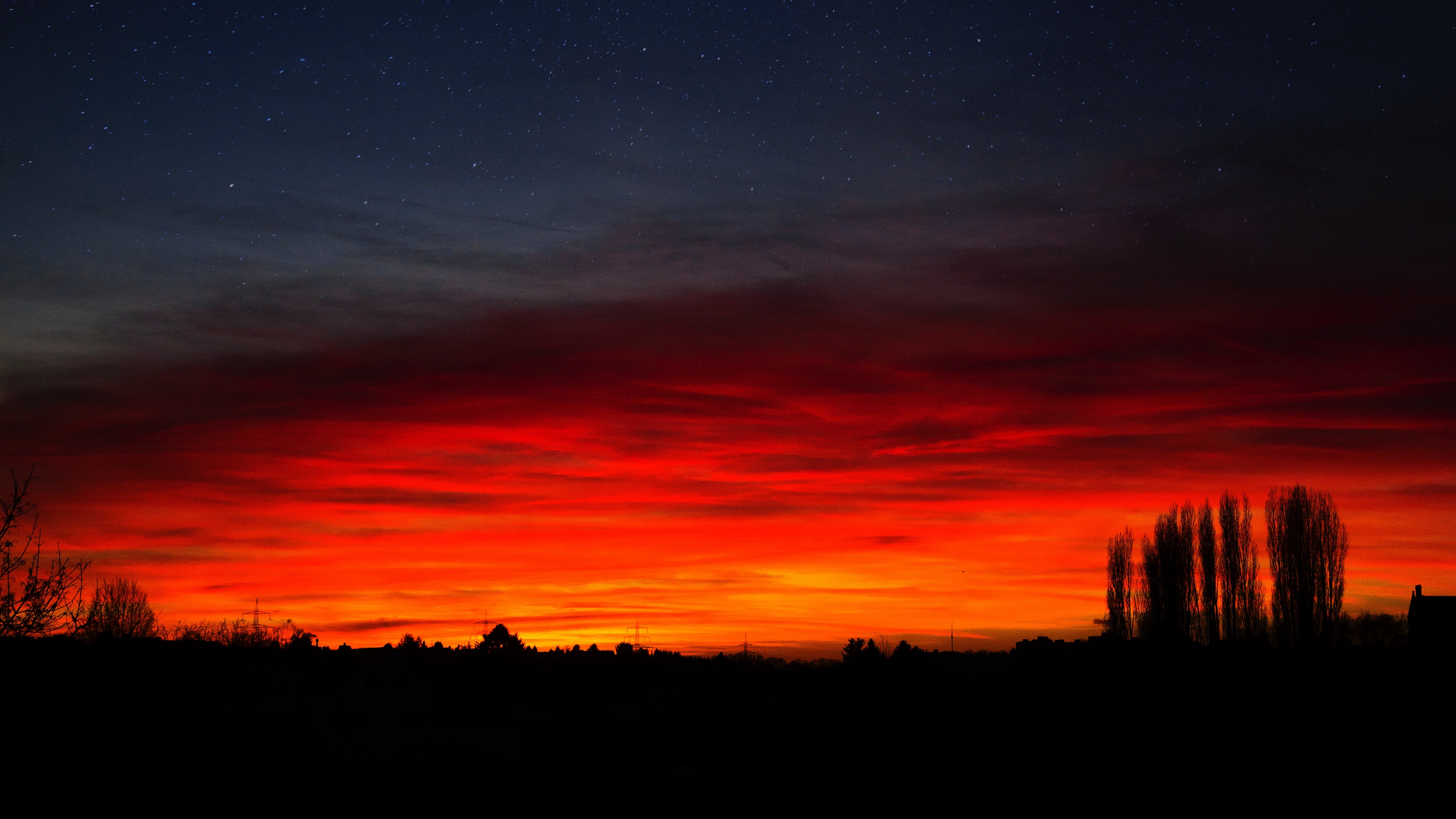 sunset horizon night starry sky mainz germany 4k 1540575299