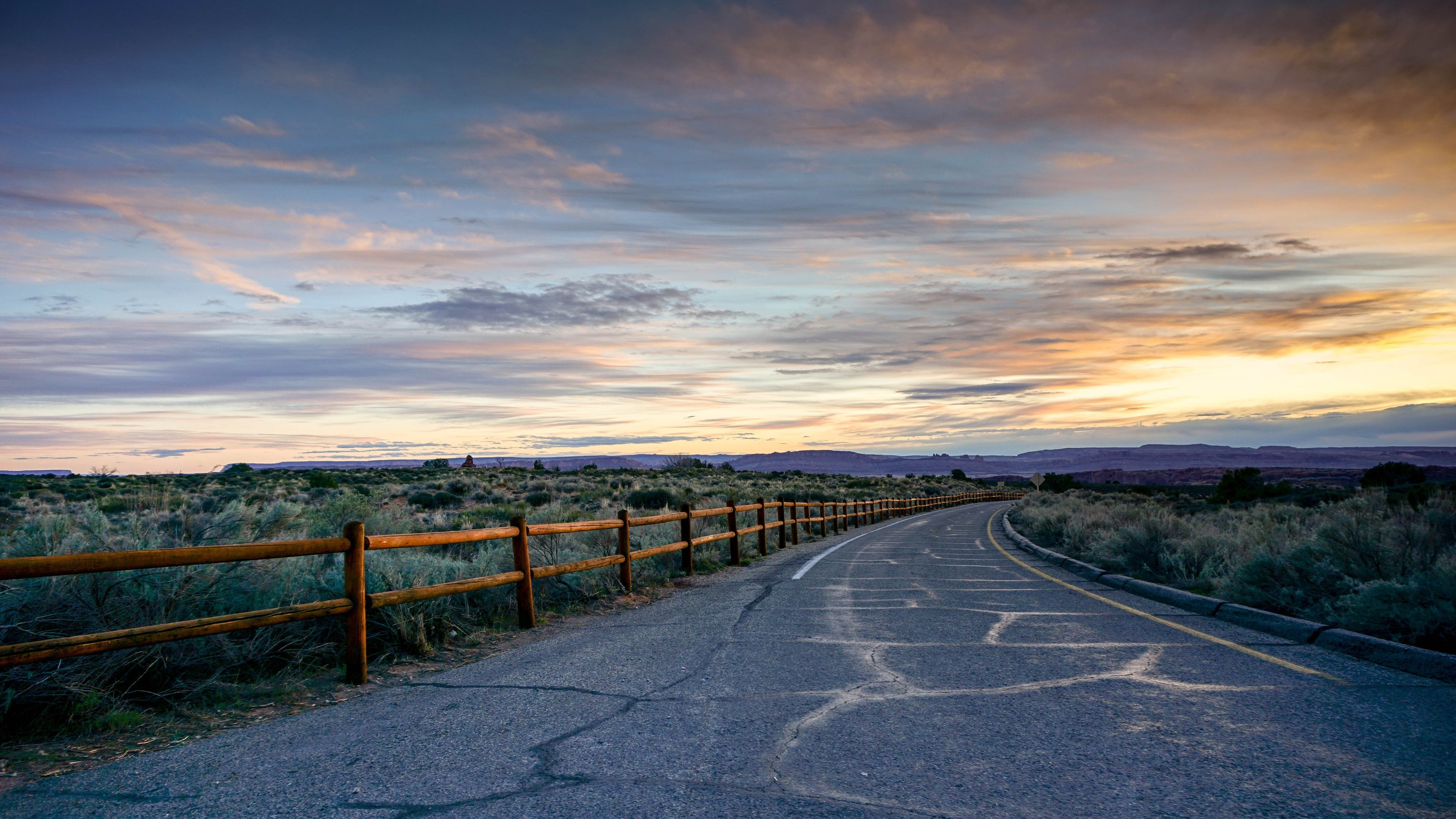 sunset open road colorful sky 4k 1540133972