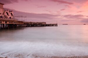 sunset shore beautiful sky nature 4k 1540134584