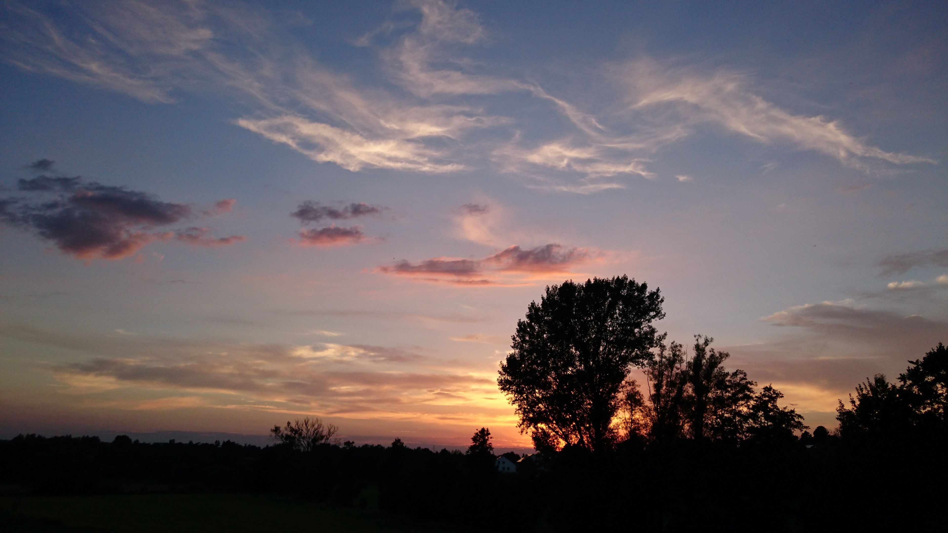 sunset sky trees clouds 4k 1540575743