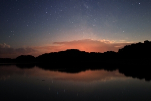 sunset skyline lake reflection 4k 1540575739