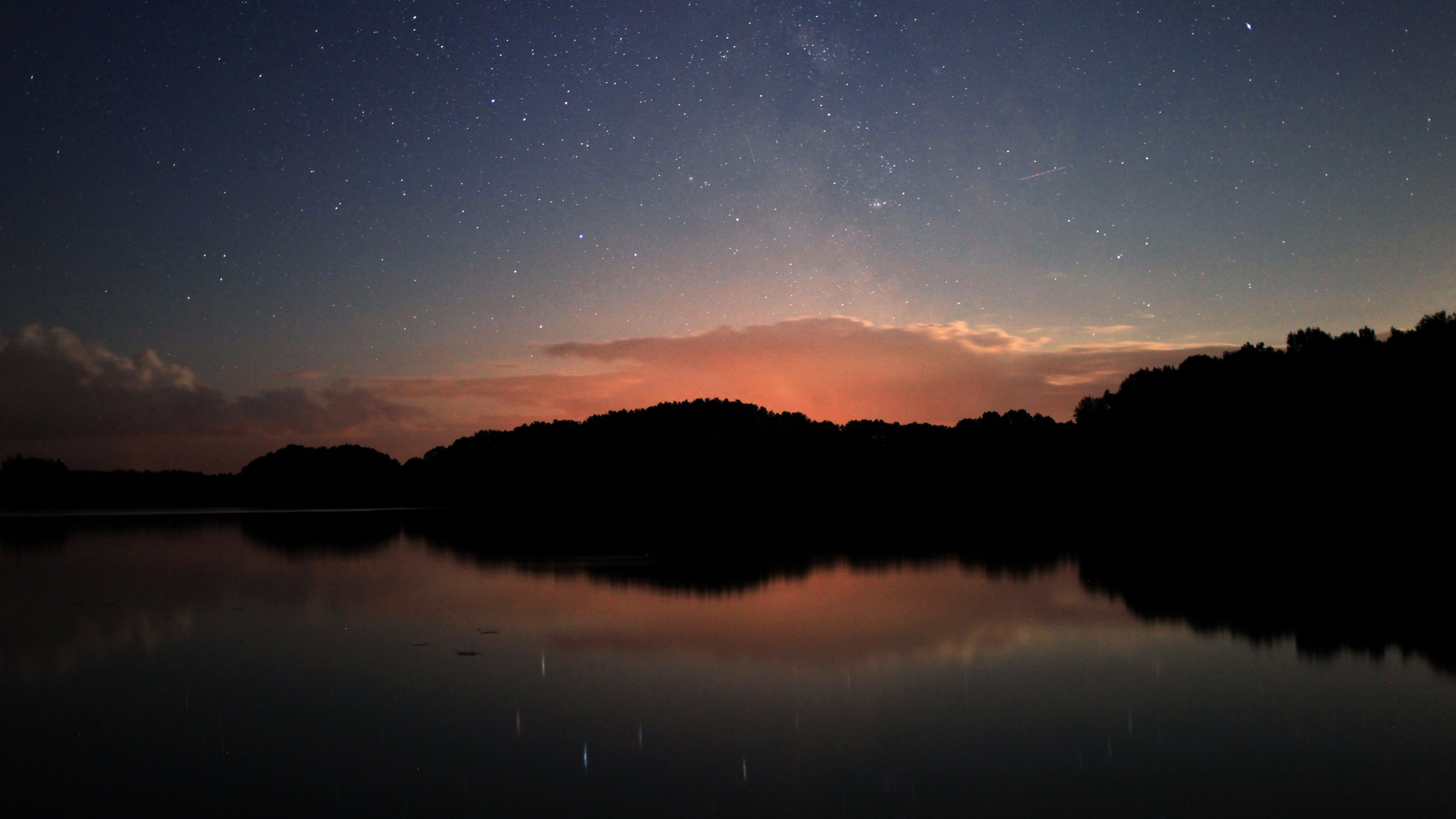 sunset skyline lake reflection 4k 1540575739