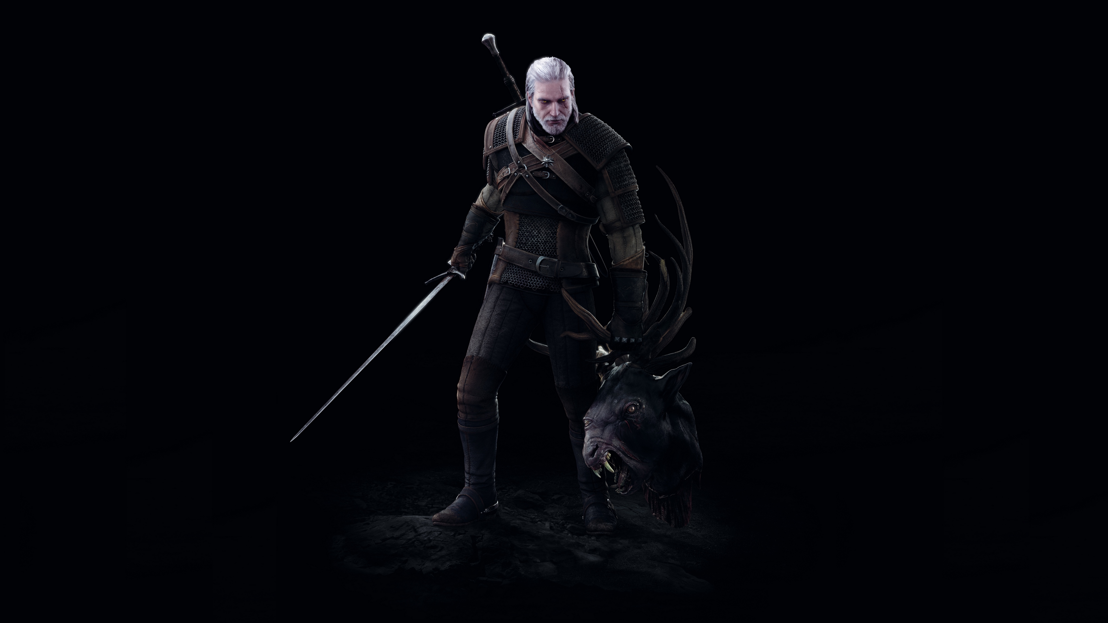 the witcher 3 wild hunt geralt battle head art 4k 1538944941