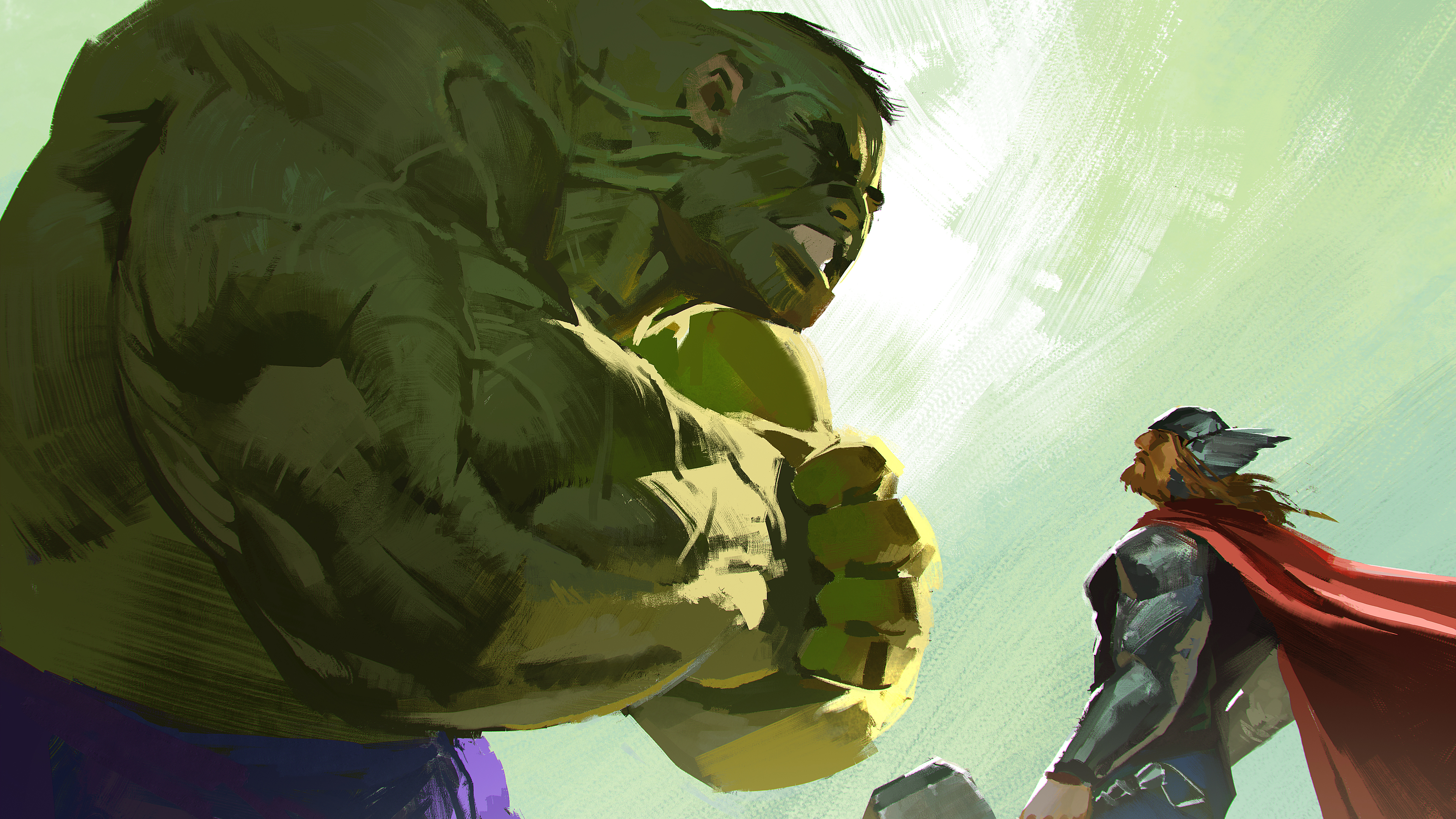 thor vs hulk 5k artwork 1538786493