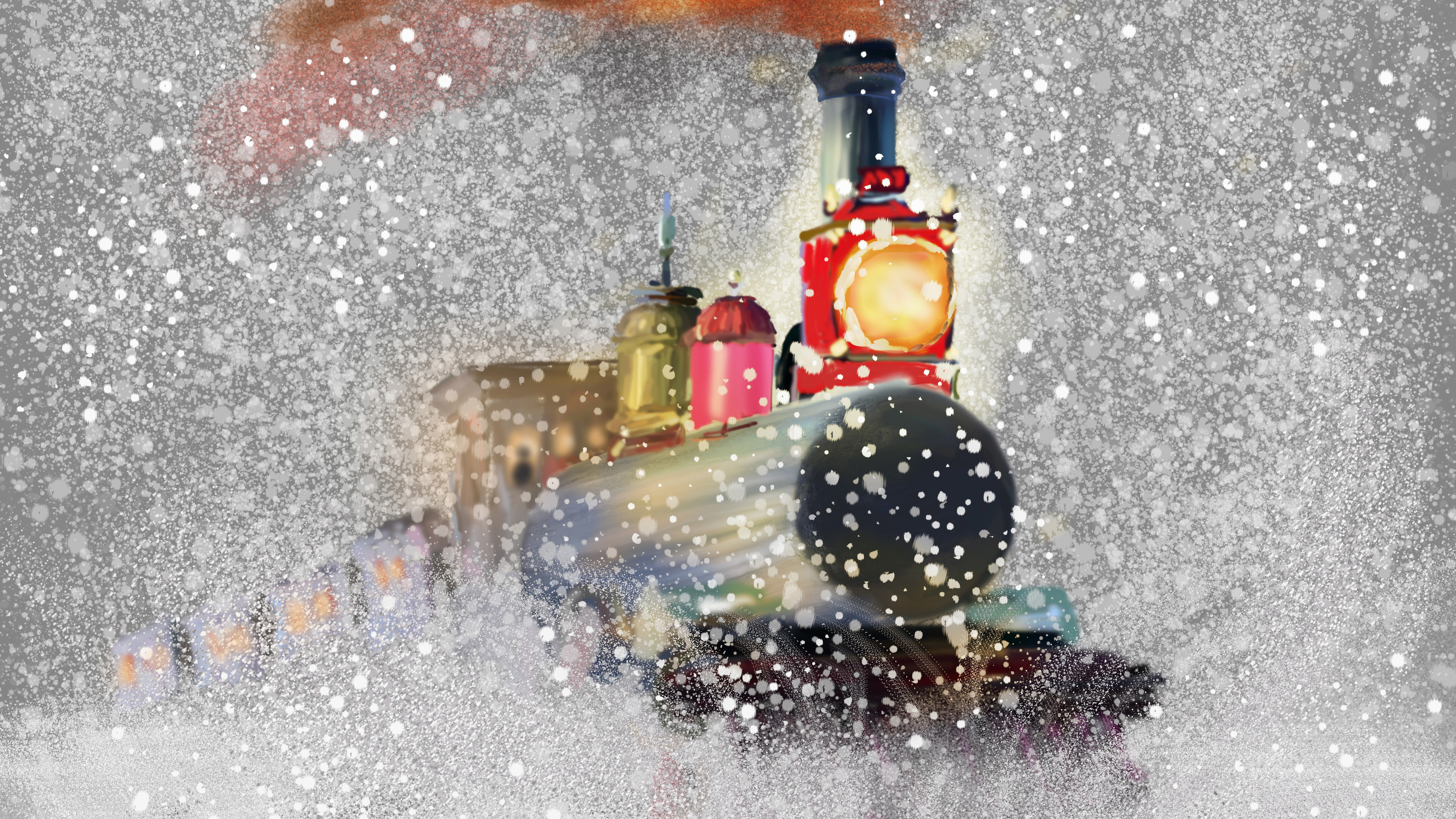 train snow snowflakes artwork 4k 1540750667