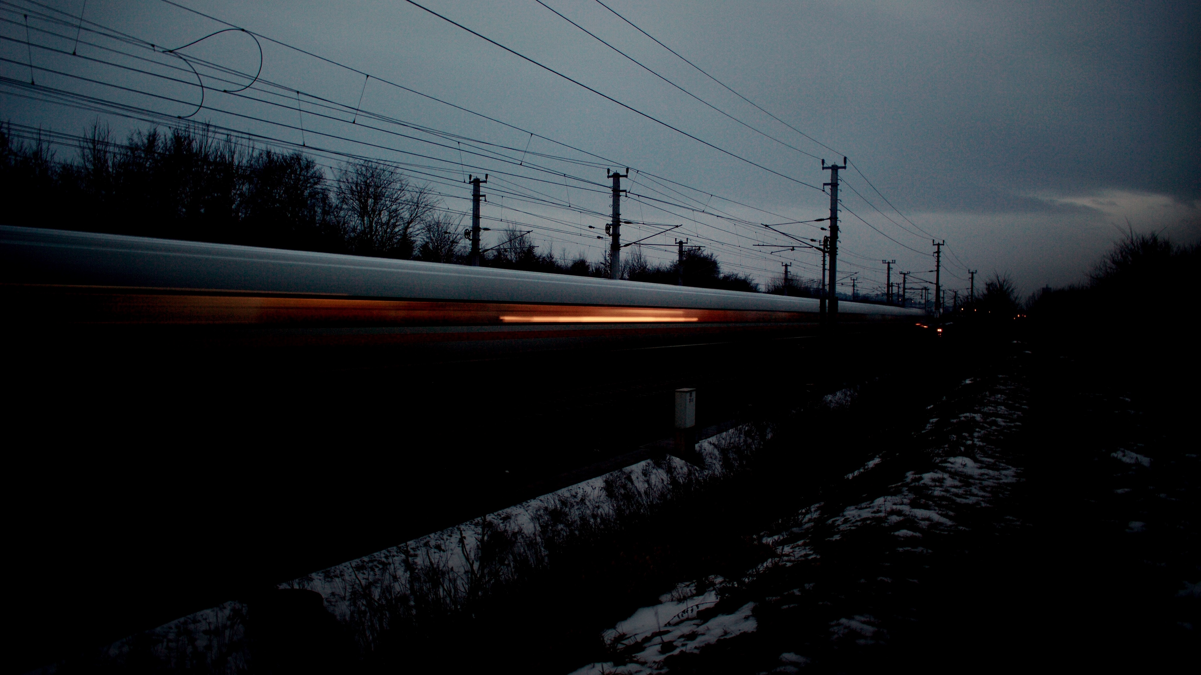 train traffic night wires 4k 1540574801