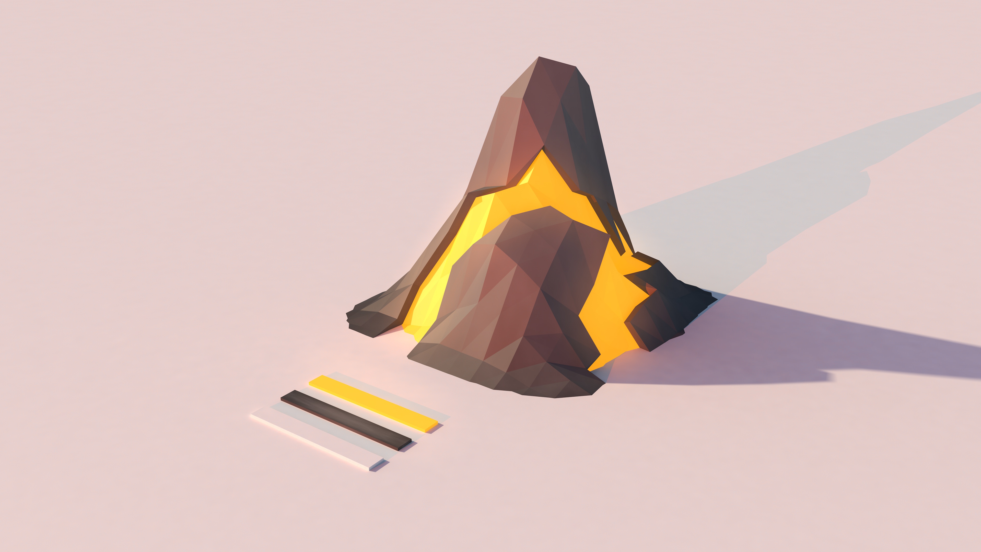 volcano lowpoly 4k 1540754633