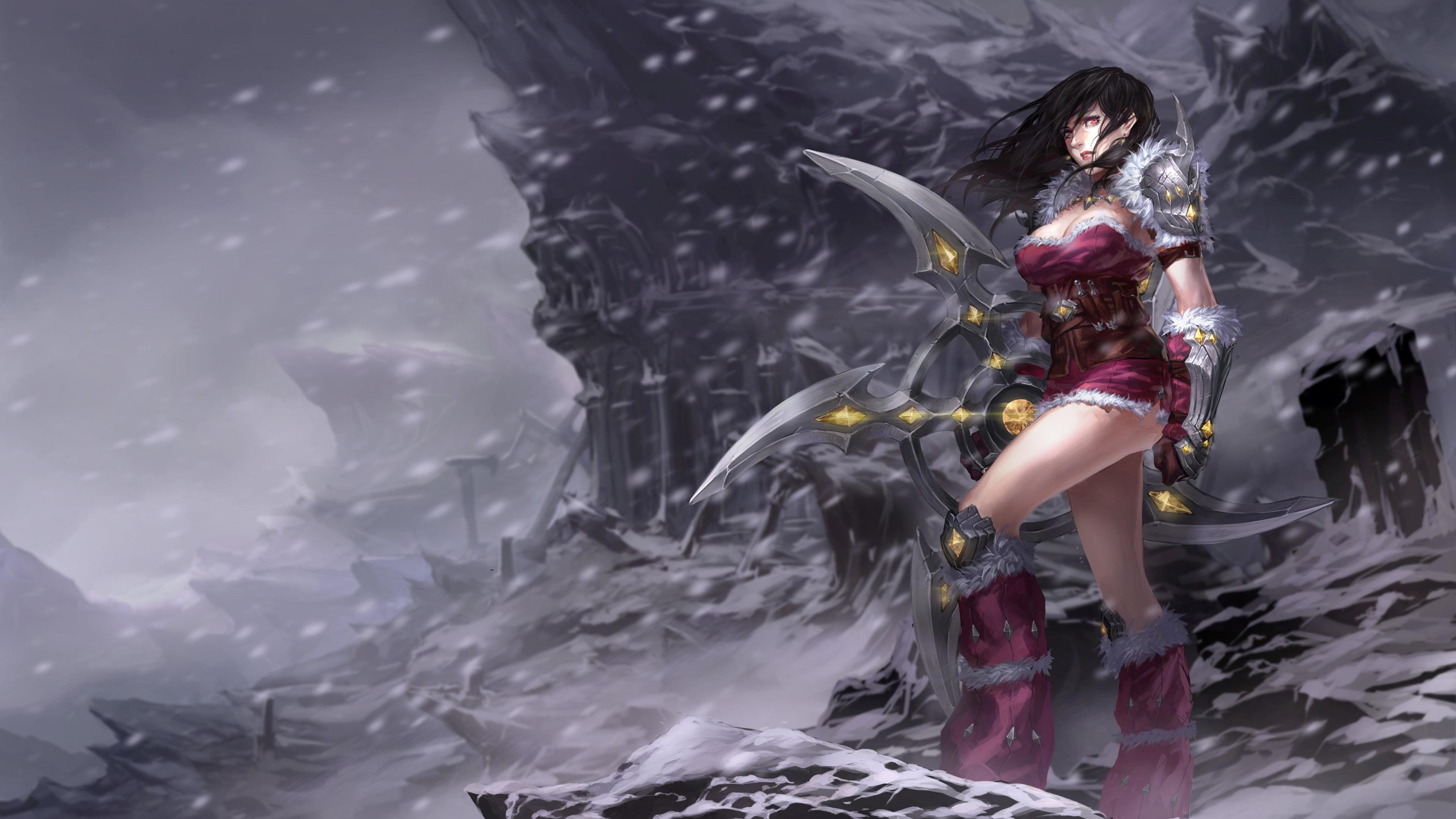 warrior girl in snow wind storm 4k 1540756118