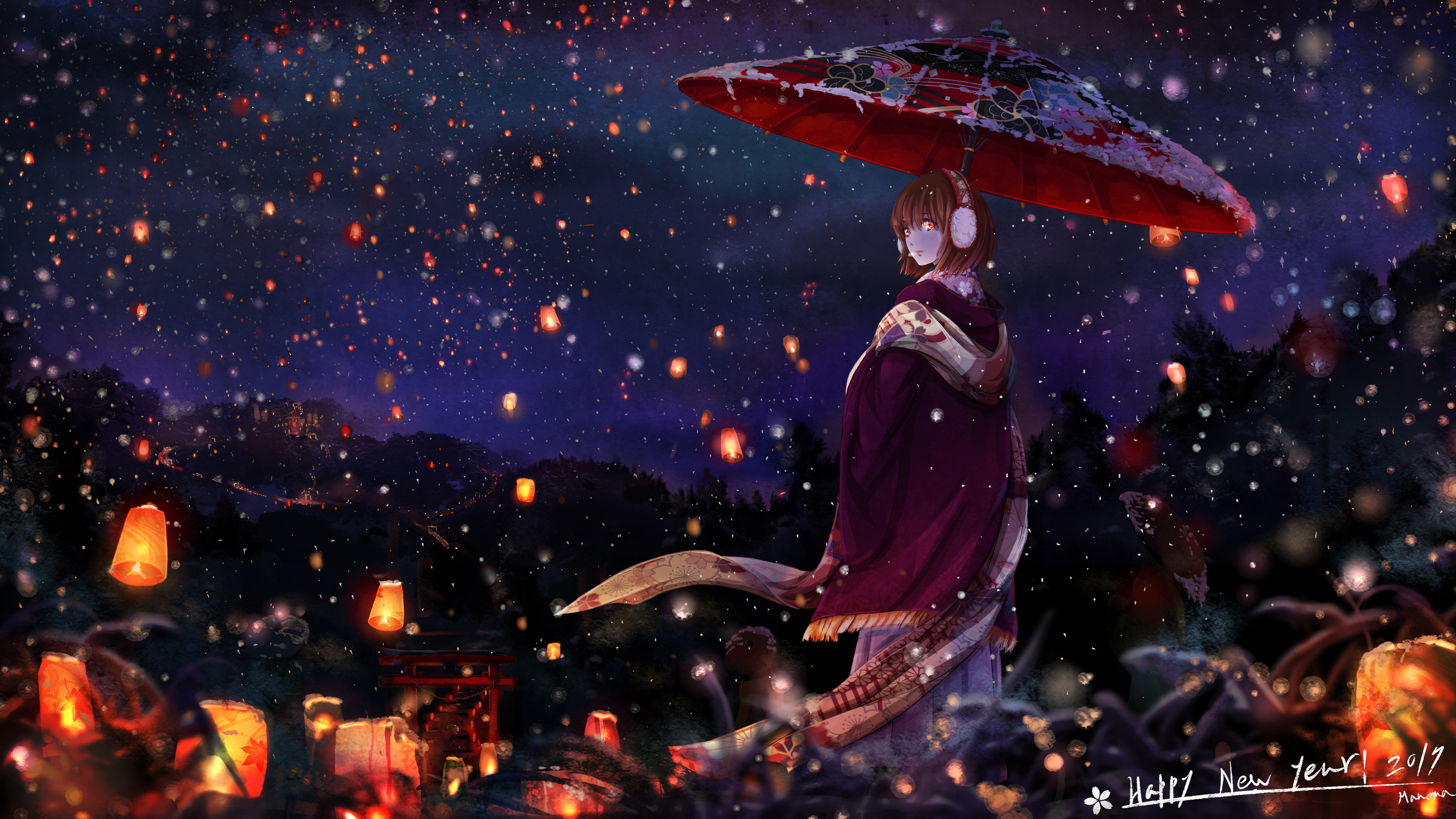 Download wallpaper Sky Anime Night Scenery section art in resolution  1366x768