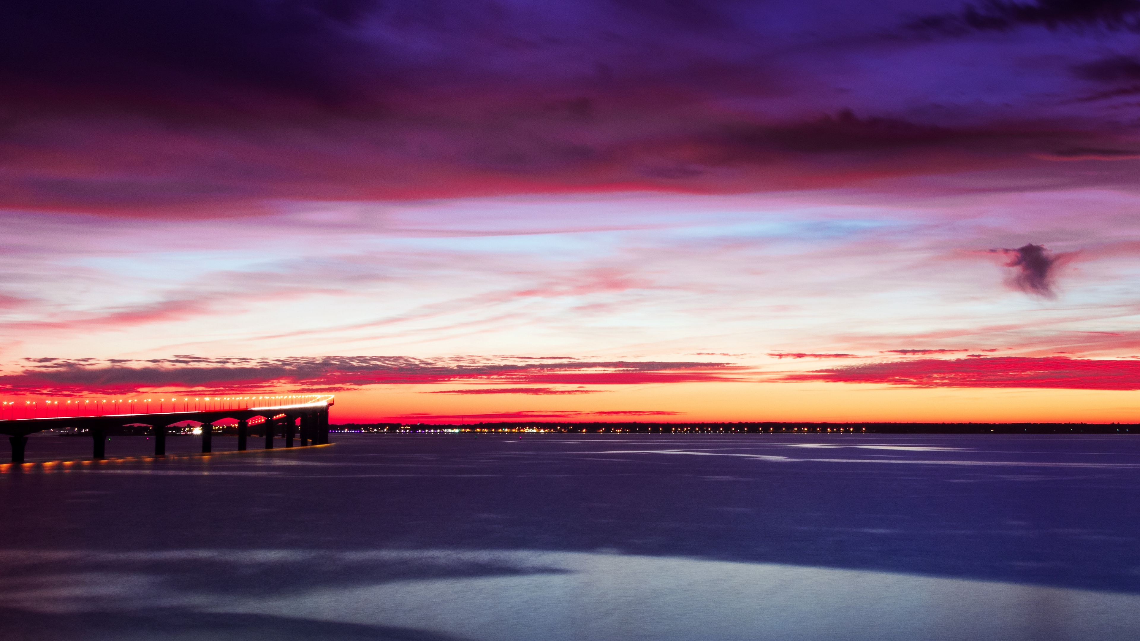 bridge sky sunset horizon 4k 1541114500