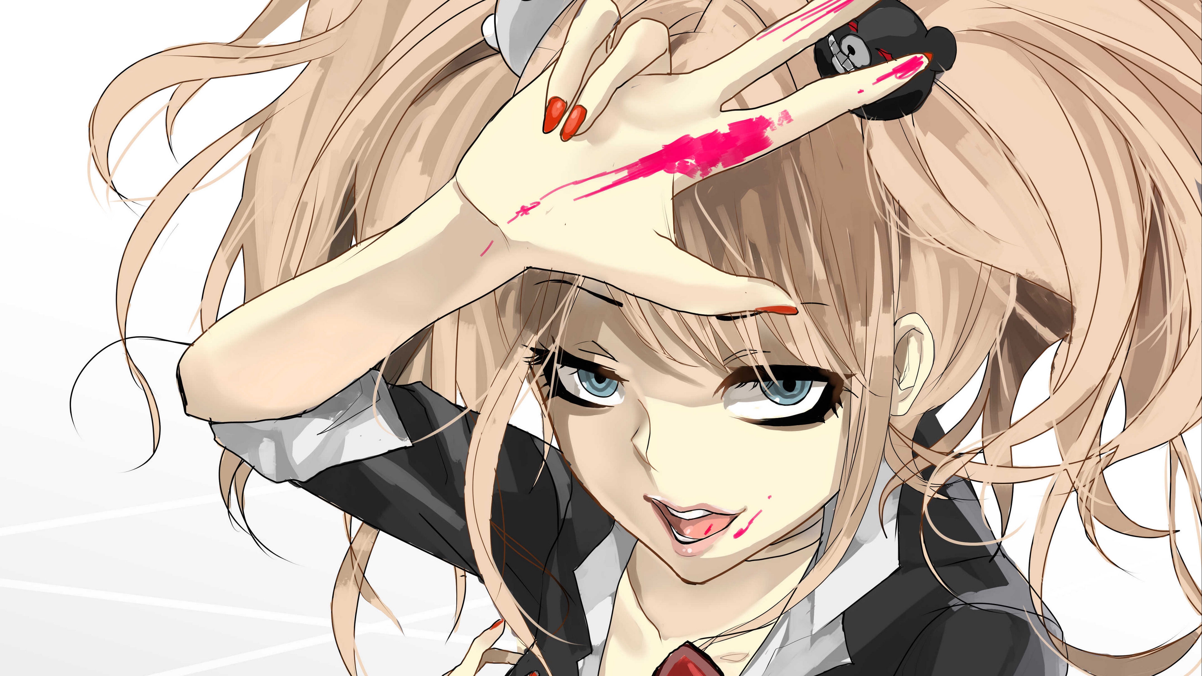 danganronpa girl anime face paint 4k 1541975948