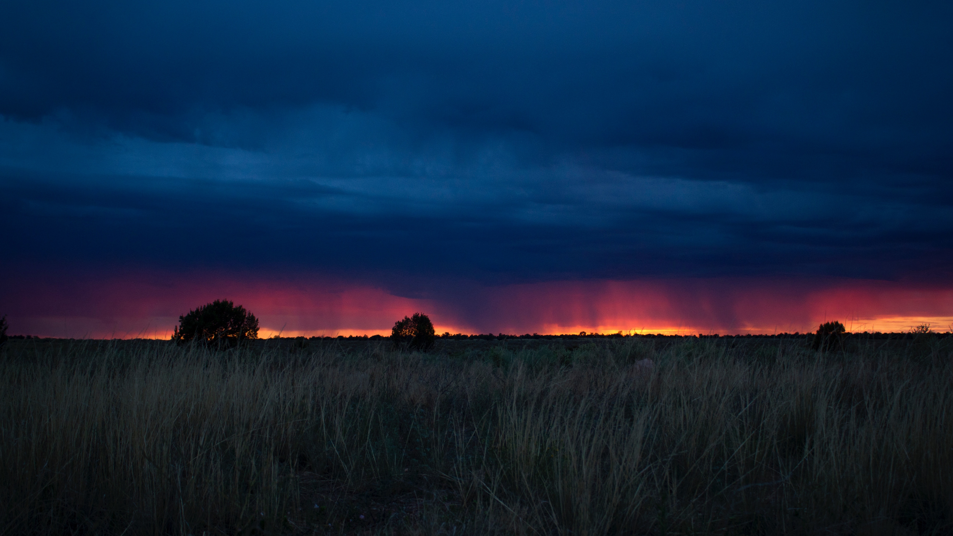 field sunset grass clouds 4k 1541116583